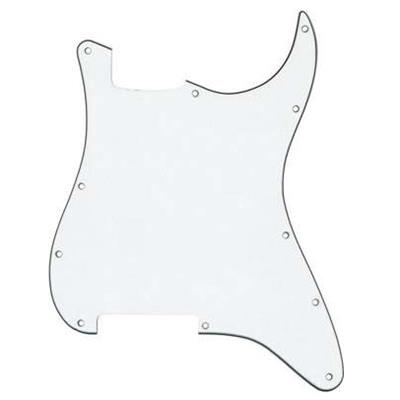 PICKGUARD STRAT STANDARD NON PERCE 11 TROUS BLANC 3 PLIS