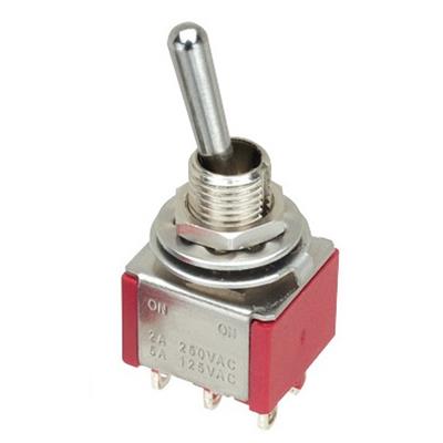 MINI TOGGLE SWITCH ON/OFF/ON CHROME DPDT