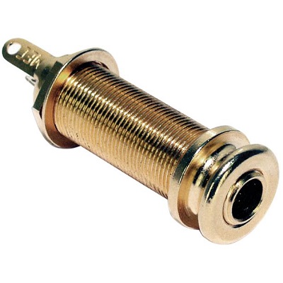 PRISE BARREL STEREO MEC DOREE AVEC ATTACHE-COURROIE