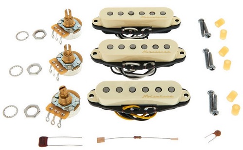 Unxuey - Cache-micros Pour Fender Stratocaster - Lot De 3 (48/50/52 Mm) + Boutons Et Embout - Blanc