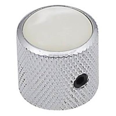 1 BOUTON DOME CHROME TOP WHITE PEARL 6mm