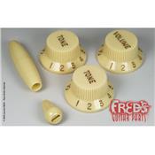 ACCASTILLAGE PLASTIQUE STRAT : BOUTONS ET EMBOUTS VINTAGE CREAM